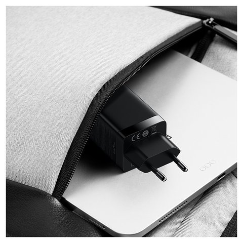 Мережевий зарядний пристрій Baseus GaN3 Pro, 65 Вт, Quick Charge, чорний, з кабелем USB тип-C до USB тип-C, 3 порта, #CCGP050101 Прев'ю 2