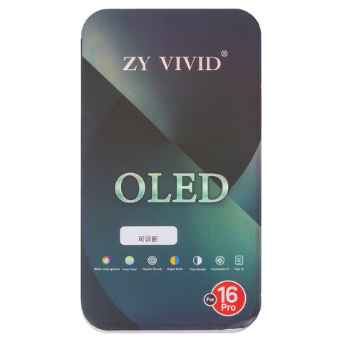 Дисплей для iPhone 16 Pro, чорний, з рамкою, без помилки, (OLED) hard diagnosable, ZY-OLED Прев'ю 1