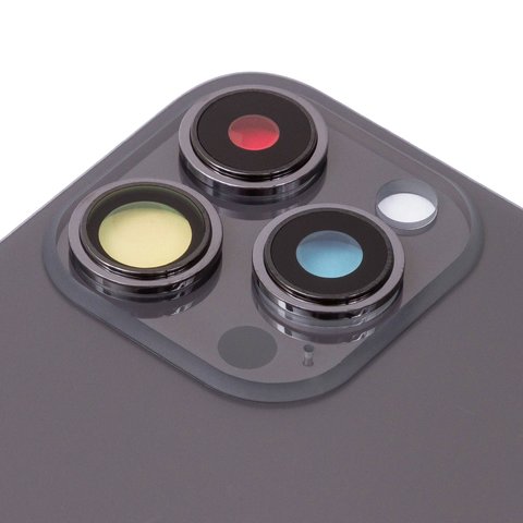 Panel trasero de carcasa puede usarse con iPhone 13 Pro, gris, con vidrio de cámara, Graphite, small hole Vista previa  1