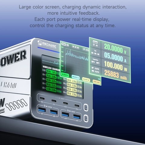 Adaptador de red Mechanic G-Power, 160 W, Quick Charge, Power Delivery (PD), 8 puertos Vista previa  6