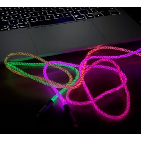 USB кабель Hoco U112, USB тип-C, USB тип-A, 100 см, 3 A, сірий, з підсвіткою, #6931474788818 Прев'ю 1