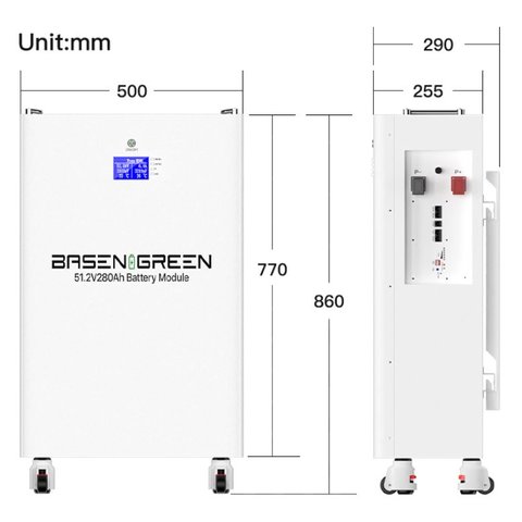 Акумулятор Basen BR-OW-LV-14.3KWH, LiFePO4, 51,2 B, 280 Аг, 14,3 кВт, bluetooth Прев'ю 1