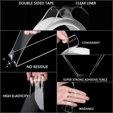 Двостороння нано-стрічка Ivy Grip, силікон, 3 м, 30 мм, 1,0 мм, прозора Прев'ю 2