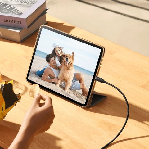 USB кабель Baseus Tungsten Gold, 2xUSB тип-C, 200 см, 240 Вт, чорний, в нейлоновому обплетенні, #CAWJ040101 Прев'ю 5