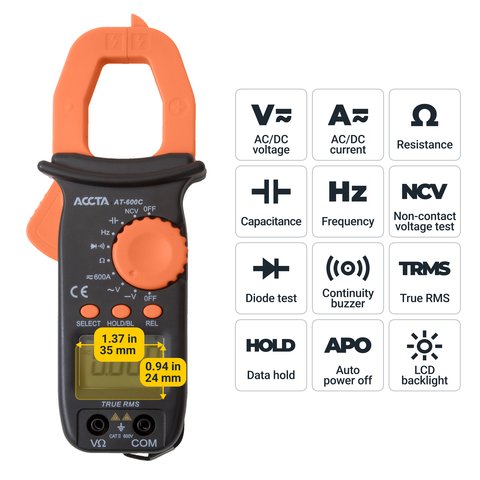 Токоизмерительные клещи Accta AT-600C Превью 4
